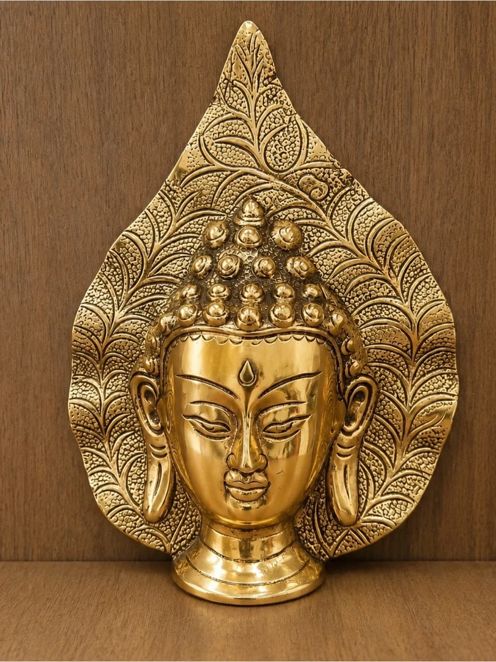Brass Buddha Head Wall Art - Gold Decorative Sculpture